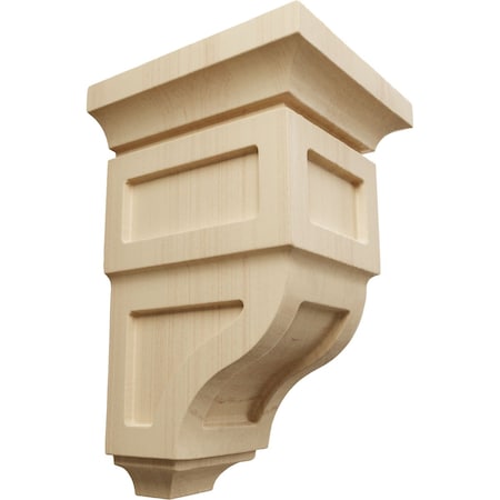 Ekena Millwork 3 1/2"W x 3 3/4"D x 6"H Mini Reyes Wood Corbel, Rubberwood CORW03X03X06RYRW